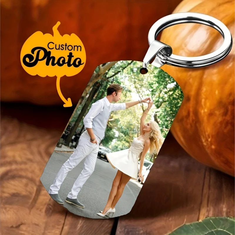 Pet Portrait Custom - Custom 1/2 Photo 2-sided Keychain Personalized