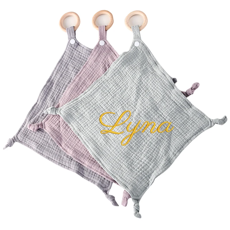 Initial Ring Custom - Name Personalized Soft Newborn Muslin Cotton